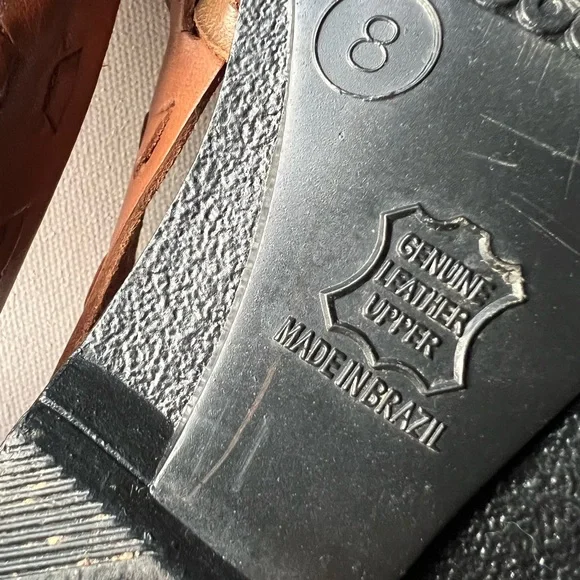 VINTAGE Brazil Made Leather Collection Huaraches Slip Ons Womens 8 - Picture 7 of 8